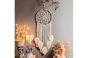 LOMOHOO Atrapasueños grande de macramé bohemio de algodón tejido de macramé para colgar en la pared para decoración de boda, hecho a mano, atrapasueños con borla