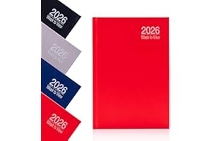 EVELAY 2026 Appointment Diary A5 Week to View - Hourly Times 8AM to 5PM - Hardback Planner Organiser with Year Planner Notes & Timetables - 70gsm Paper (Red)