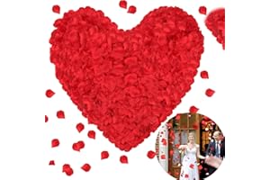 Zeihoo Petale de Rose, Petales de Rouges Artificiels, Petales de Rose Rouges, pour Nuit Romantique, Mariage, Saint Valentin, Anniversaire, Evenement, Fete, Decoration, 1200Pcs