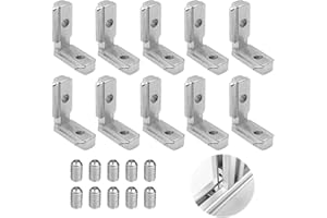 RAIRSKY 10 Stück Aluprofil 30x30 Verbinder, 90° L-Form Inneneckverbinder, Profilverbinder Zinklegierung, Vernickelt Aluprofil 30x30 Zubehör mit Schrauben, L Form Winkelverbinder für EU-Norm Aluprofil