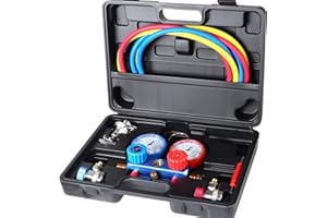 WiMas R134a Klimaanlage Monteurhilfe Gauge Set, Kältemittel Manifold Messgerät Set, Diagnose Werkzeuge für Auto Klimaanlagen