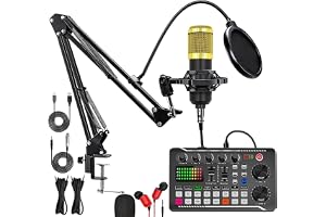Podcast-utrustningspaket, komplett F998 levande ljudkort med BM800 inspelningsstudio mikrofon, DJ-mixer-effekter och röstväxlare för livestreaming, spel, YouTube, TikTok