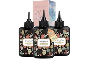 SANAAA Resina UV Trasparente Dura 300g,Resina Ad Alta Viscosità, Colla Polimerizzazione Con Luce Ultravioletta Per La Creazione Di Gioielli, Creazione Di Portachiavi, Decorazioni Artigianali