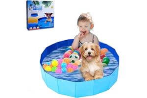 UUEMB Foldable Dog Pool for Small Dogs, 80 x 20 cm, Dog Bath, Cats, Swimming Pool, Paddling Pool for Children, Pet Swimming Pool, Non-Slip, Safe, Portable Children's Pool, Blue