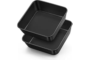 Onader Kwadratowe naczynie do zapiekanek, zestaw 2 szt., stal nierdzewna, prostokątna forma do pieczenia z powłoką zapobiegającą przywieraniu, idealna do ciasta/brownie/lasagne, zdrowe i łatwe do