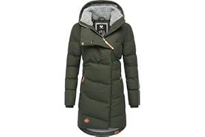 Ragwear wasserdichter Damen Wintermantel warmer Steppmantel lang mit Kapuze Pavla Intl XS-6XL