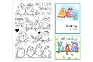 GLOBLELAND Tampons Transparents en Silicone avec Branches D'Oiseaux Amusants Animaux de Dessin Animé Tampons Transparents pour Bricolage Scrapbooking Fabrication de Cartes Album Photo Journal