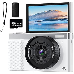 TZZPL 4K Digital Camera, 64MP Vlogging Camera for Photography with 3\
