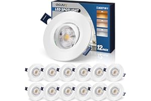 QOJUX LED Einbaustrahler 230V, 12er Set Flach LED Spot 5W Schwenkbar, Warmweiß Neutralweiß Kaltweiß Deckenspots Einbauleuchten 500LM, 64–80mm Lochmaß, IP44 Deckenstrahler für Badezimmer Küche