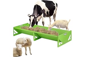 BREUAILY 118cm Portable Goat Hay Feeder Large Capacity Sheep Grain Feeder Heavy Duty Metal Sheep Feeding Trough for Goats Sheep Horses Cattle Sheds Sheds Pen Easy to Clean (Green)