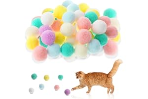 Yuanchu 30Pcs Cat Ball Toy, Soft Cat Pom Pom Balls Interactive Mix Color Plush Toy Ball for Training and Play 3cm/1.18in Balls Toys for Indoor Kitten Pursue Roll(Colorful)