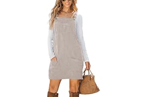 CUPSHE Mini abito casual da donna con scollo quadrato in velluto a coste tinta unita tasca frontale spalline larghe abiti generali corti