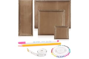 EZESO Cuscini per pressa a caldo, 9 pezzi, 4 misure, cuscino in teflon con tabella delle taglie 1 righello, matite per tessuto da cucito, penna sbiadita stampa a sublimazione per serigrafia (nuovo giallo)