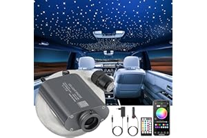 SUNKENET 16W fibra óptica led, 550pcs*0.75mm*4m luces de fibra óptica para techo de coche y decoración del hogar, luces estrelladas led con aplicación Bluetooth/control remoto/modo de música