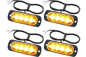 ‎EYPINS EYPINS 4X 4 LED Frontblitzer, Orange Warnleuchte LED Blitzer Lampe, 12/24V Warnlicht Stroboskoplicht Blinklichter 18 Blitzmodi Notfall Licht für Truck Traktor LKW Auto Emergency Gabelstapler IP65 E57