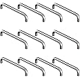 Atlantic Stainless Steel Round D Drawer Cabinet Handles, Gleaming Silver, 4 Inch - Set Of 12 Pieces, Dazzling Chrome Finish, Pull Handle