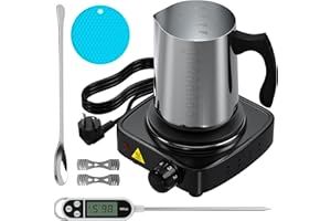 sevkumz Premium Candle Making Kit with Electronic Hot Plate - DIY Starter Supplies for Beginners - Includes 900ml Pouring Pot, Stirring Spoon, Wicks Holder, and Thermometer