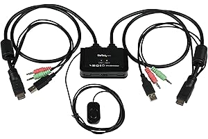 StarTech.com Switch Kvm Cavo HDMI USB 2 Porte con Audio e Switch Remoto – Alimentazione USB