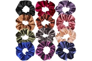 H&S Scrunchies Hair Bobbles Velvet 12pcs Hair Bands Elastic Hair Ties Hairbands Ponytail Holders Set for Women Girls Thick Hair