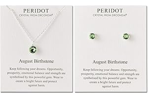 Philip Jones August (Peridot) Birthstone Necklace & Earrings Set Created with Zircondia® Crystals