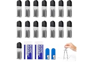 XATGIOUY 150 Piezas Minas para Compás 2mm 2B, Recambio para Compás, con 2 Sacapuntas y 1 Goma, Minas de Dibujo Técnico en Caja Transparente, Repuesto de Grafito para Estudiantes, Arquitectos y Profesionales