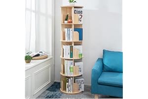 Heehee Massivholz Drehbares Bücherregal, 360-Grad-Display, bodenstehendes Bücherregal, Lagerregal für Kinder und Erwachsene, multifunktionaler Organizer (5-stöckig)