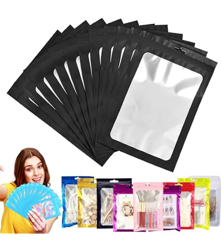 100pcs Holographic Bags,Holographic Baggies,Mylar Zip Lock Bags,Mylar