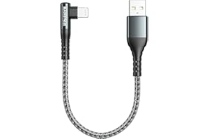 BLACKSYNCZE Cable Cargador iPhone Corto 30CM, [MFi Certificado] Cable iPhone Carga Rápida Nylon Cable Lightning 90 Grados para iPhone 14 13 12 11 Pro Max Mini XR XS Max X 8 Plus 7 Plus 6s 6 SE 2020