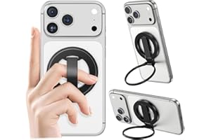 ALAFLY Support Anneau Magnétique de Téléphone avec Boucle élastique pour Les Doigts, Anneau de Maintien Amovible (Compatible avec MagSafe) pour iPhone 17 Pro Max/16/15/14/13/12 Series, Noir