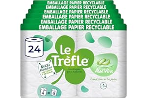 LE TREFLE Le Trèfle Aloé Véra - Papier toilette - 24 maxi rouleaux = 36 rouleaux classiques – Moelleux triple épaisseur – Lotion Aloé Véra