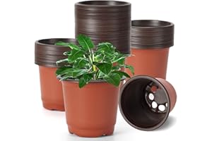 Stormshopping 60 Pcs Plant Nursery Pots, 4 Inch/10 cm Small Plant Seedling Pots with Labels Plastic Plant Flower Pots with Drainage Holes Indoor Outdoor for Succulent Cutting Transplanting
