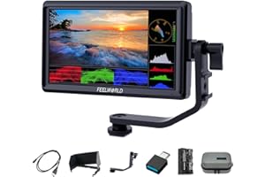 FEELWORLD FW568V3 6 Zoll Kamera FeldMonitor 4K HDMI DSLR Video Externer Monitor 3DLUT mit F550 Akku Kameratasche Sonnenschirm Peaking Histogramm für DSLR