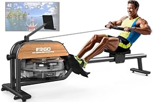 VOWVIT Dispositivo de remo para el hogar, resistencia al agua, remo, depósito de agua de 28 L, con monitor LED Bluetooth y soporte ajustable para tableta, tamaño adecuado para máx. 200 cm