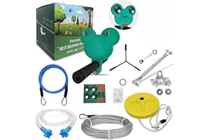 GWBOORSD Seilrutsche Kinder Outdoor Slackline Outdoor, 24m 80FT Zipline Adventure Games seilbahn Kinder Outdoor, bis 150kg beständig, Seilrutsche für den Garten, Grüner Frosch