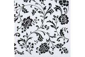 Crafty Things 4 x Paper Napkins - Arabesque White & Black - Ideal for Decoupage/Napkin Art