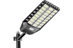 Adewalk 5000W lampadaire solaire avec télécommande, Lampe solaire extérieure étanche ip66 avec capteur de mouvement, 6500k lumière solaire super lumineux spot Solaire LED jardin extérieur garage rue