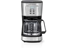 BLACK+DECKER Coffee Maker/Coffee Machine, 900W, 12 Cup/1.5L Glass Carafe, 24 Hours Programmable with Drip Stop Mechanism to A