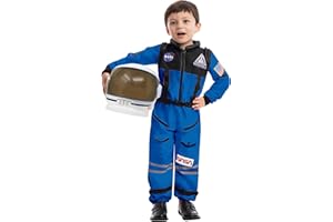 Spooktacular Creations Niebieski kostium astronauty z hełmem dla dzieci, kombinezon kosmiczny, kostium astronauty NASA dla chłopców i dziewczynek, do odgrywania ról i jako przebranie