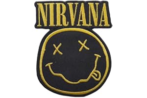 ROCK OFF OFFICIALLY LICENSED PRODUCTS Nirvana Patch Band Logo And Smiley Nouveau Officiel Noir Woven Iron On 105 X