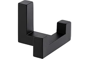 Gedotec Garderoben-Haken | 1 Stück - Huthaken eckig | TETRIS | Doppelhaken schwarz | Kleiderhaken 40 x 52 mm | Wand-Haken Garderobe unsichtbar | Design Mantelhaken inkl. Befestigungsmaterial