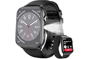 IOWODO Smartwatch Herren Damen 2025 | Bluetooth Anrufe & LED-Leuchte | SpO2 & Schlafüberwachung | 350mAh (6+ Tage) | 2 Armbänder (Silicone/Nylon) | Fitnessuhr für Android & iOS