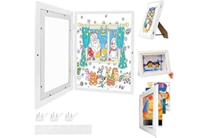 TFCIOD Marco para Dibujos Niños, 35 * 26.4 * 4cm Marco A4 150 Hojas, Marcos de Fotos Con Apertura Frontal Opening, Marco Dibujos Infantiles Cambiar, Marco de Arte para Niños (1 pieza, Blanco)