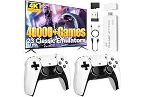 YunLone Console di gioco retrò 2025, console per videogiochi HDMI 4K con oltre 40.000 giochi e 23 emulatori, stick per videogiochi plug and play con controller wireless 2.4G dual upgrade (128G)