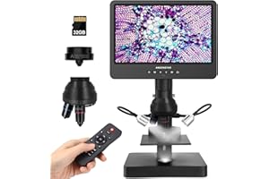 Andonstar AD249S-P 10,1-Zoll-HDMI-Digitales Mikroskop, 4000 x 3 Objektiv 2160P UHD-Videoaufzeichnung, biologisches Mikroskop-Kit für Erwachsene und Kinder, Münzmikroskop für Fehlermünzen