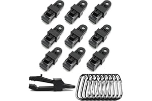 QH7 QH 10Pcs Tarp Clips Clamp, Heavy Duty Tarpaulin Clips Set Instant Awning Clamp for Tents Tarp Caravan Garden Shade Cloth Boat Cover, Black (10)