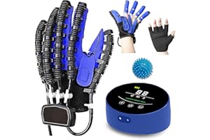 XNKLPY Guantes Robot de Rehabilitación Accidente Cerebrovascular Equipo de Rehabilitación de Mano para Parálisis Cerebral de Fisioterapia Mano(Size:XXL Izquierdo,Color:Azul)