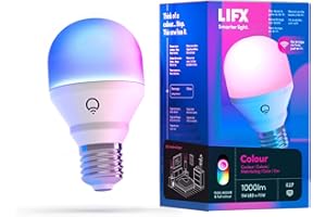 LIFX Colour A60 1000 lumens [E27], Milliards de couleurs et de teintes de blanc, Ampoule LED connectée Wi-Fi, Pas de pont, Compatible avec Alexa, Hey Google, HomeKit et Siri