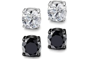 CEZKFH 2 Paar Magnet Ohrringe Für Herren Frauen, Non Piercing Ohrringe Clips Fake Magnetische Ohrringe Set Ohrringe Magnet Für Mädchen Jungen Männer 6mm (Silber Schwarz)