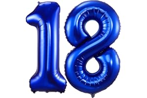 VUCDXOP Number 18 Balloon, Navy Blue Number Balloons 18, 40"Large Self Inflating Foil Balloons Number 18,Navy Blue 18 Birthday Balloon for Boys Girls Birthday Anniversary Party Decorations