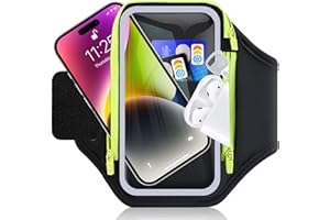 Razobws Sportarmband Handy mit Kopfhörertasche, Handytasche Joggen 6,9 Zoll Handyhalter Armtasche für iPhone 17 16 15 Sportarmband Abnehmbares Handy Halter Arm Jogging